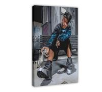 Poster sur toile représentant un rappeur célèbre de Sfera Ebbasta Hiphop, chanteur - Décoration pour chambre à coucher, bureau, chambre - Cadeau idéal - 40 x 60 cm