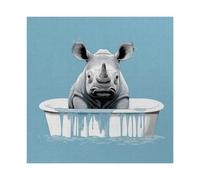 Poster sur toile représentant un rhinocéros baignant - Décoration murale pour salon, chambre à coucher - 50 x 50 cm