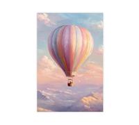 Poster sur toile représentant une montgolfière et une montgolfière - Décoration pour chambre à coucher, bureau, chambre - Cadeau - 40 x 60 cm