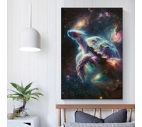 Poster sur toile représentant une tortue nébuleuse, décoration murale, pour mari, petit ami, petite amie, 50 x 75 cm