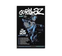 Poster sur toile représentant une tournée de concert Gorillaz avec Internet - Little Dragon, 2018 - Art mural minimaliste et moderne à suspendre - 40 x 60 cm