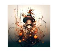 Poster sur toile rétro gothique petite sorcière pour décoration de chambre à coucher, bureau, chambre, cadeau 30 x 30 cm