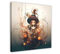 Poster sur toile rétro gothique petite sorcière pour décoration de chambre à coucher, bureau, chambre, cadeau 70 x 70 cm