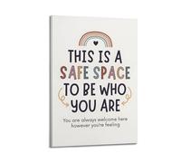 Poster sur toile « Safe Space To Be Who You Are » - Décoration pour chambre à coucher, salon - 50 x 75 cm
