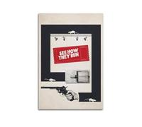 Poster sur toile « See How They Run » - Peinture moderne pour salon, chambre à coucher - 50 x 75 cm - Style sans cadre