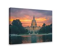 Poster sur toile « Sunrise at The U.S. Capitol Building in Washington, D.C. 1 » pour décoration de chambre à coucher, paysage sportif, décoration de bureau, cadeau, style cadre, 50 x 75 cm