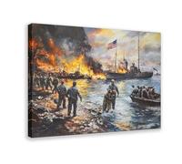 Poster sur toile Survivants De Pearl Harbor - Décoration pour chambre à coucher, bureau, chambre - Cadeau - 60 x 90 cm