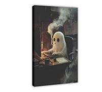 Poster sur toile The Ghost of Smoking at Work - Décoration pour chambre à coucher, bureau, chambre - Cadeau 50 x 75 cm