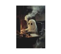 Poster sur toile The Ghost of Smoking at Work - Décoration pour chambre à coucher, bureau, chambre - Cadeau 40 x 60 cm