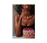 Poster sur toile The Girl Who Eats Cake - Décoration pour chambre à coucher, bureau, chambre - Cadeau - 40 x 60 cm