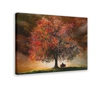 Poster sur toile The Great Oak Tree of The Magic Forest - Décoration pour chambre à coucher, bureau, chambre - Cadeau 30 x 45 cm