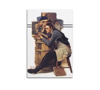 Poster sur toile The Law Student de Norman Rockwell - Art mural sur toile pour albums de musique et films - Peinture décorative pour salon, chambre à coucher - 20 x 30 cm - Style sans cadre