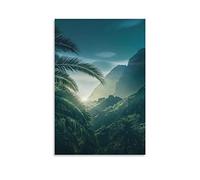 Poster sur toile vierge avec motif lever du soleil et forêt - Décoration murale moderne pour chambre à coucher - 30 x 45 cm