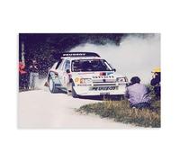 Poster sur toile vintage Peugeot 205 T16 Rally Car Group B - Décoration pour chambre à coucher, bureau, chambre - Cadeau - 30 x 45 cm