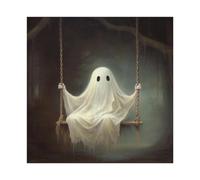 Poster sur toile vintage The Ghost on The Ghost on The Swing - Décoration pour chambre à coucher, bureau, chambre - Cadeau 30 x 30 cm