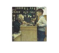 Poster sur toile What Makes It Tick par Norman Rockwell - Art mural sur toile pour albums de musique et films - Peinture décorative pour salon, chambre à coucher - 30 x 30 cm - Style sans cadre