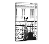 Poster sur toile « Woman in High Heels in The Window » - Décoration pour chambre à coucher, bureau, chambre - Cadeau - 40 x 60 cm