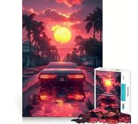 Poster Synthwave, Puzzle de 1000 pièces pour Adolescents, Jeu de réflexion, Moment de Partage, découpe de précision, pièce de Collection 38x52cm