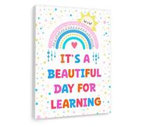 poster Teacher Appreciation Gift - It’s a Beautiful Day for Learning Classroom Poster, Motivational Wall Art for School Kids Room Nursery Playroom Decor(Unframed,08x12inch(20x30cm))