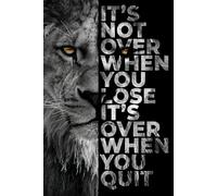 Poster tête de lion noir et blanc avec citation positive « failure doesn't mean the end giving up means the end » en métal pour chambre à coucher, salon, décoration d'intérieur 30,2 x 20,1 cm
