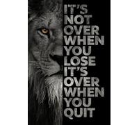 Poster tête de lion noir et blanc avec citation positive « failure doesn't mean the end giving up means the end » en métal pour chambre à coucher, salon, décoration d'intérieur 30,2 x 20,1 cm