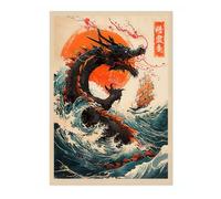 Poster The Great Sea Dragon - Impression de style anime japonais - Art mural en bois - Format A4 (impression uniquement) - 29,7 x 21 cm
