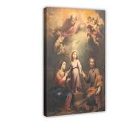 Poster The Holy Trinity By Bartolome Esteban Murillo - Décoration sur toile pour chambre à coucher, bureau, chambre, cadre cadeau - 30 x 45 cm