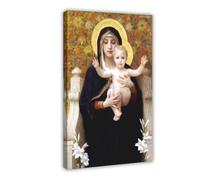 Poster The Madonna Of The Lilies de William Adolphe Bouguereau - Décoration sur toile pour chambre à coucher, bureau, chambre - Cadre cadeau - 30 x 45 cm