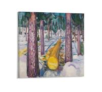 Poster The Yellow Log d'Edvard Munch (3) Impression sur toile et décoration murale moderne pour chambre à coucher 30 x 30 cm