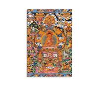 Poster tibétain Thangka de la vie de Bouddha exotique indienne, œuvre d'art cool, impression sur toile à suspendre, décoration murale d'intérieur, idée cadeau, 30 x 45 cm