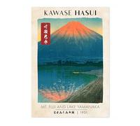 Poster traditionnel sur bois du mont Fuji et du lac Yamanaka, Ukiyo-e, art mural japonais, paysages pittoresques, décoration d'intérieur, A1 (impression uniquement) - 84,1 x 59,4 cm