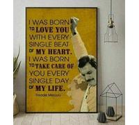 Poster vertical en métal avec citations de Freddie Mercury I Was Born To Love You 20,3 x 30,5 cm