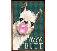 Poster vertical en métal avec motif lama sympathique - Décoration murale - 20,3 x 30,5 cm