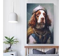 Poster Viking Épagneul Breton, Art Mural, Peinture, Impression sur Toile, Décoration de Chambre, Cadeaux pour Enfants, 40x60 cm