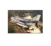 Poster vintage A-4B Skyhawk Attack sur toile décorative pour chambre à coucher 30 x 45 cm