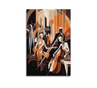 Poster vintage abstrait musique et groupe de jazz - Peinture décorative sur toile - Affiche murale et image d'art moderne pour chambre à coucher - 40 x 60 cm