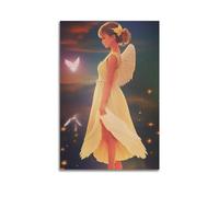 Poster vintage Ange gardien Anges et oiseaux volants Décoration sur toile 30 x 45 cm