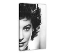Poster vintage Ava Gardner sur toile - Décoration de chambre à coucher - Paysage sportif - Décoration de bureau - Cadeau - 30 x 45 cm