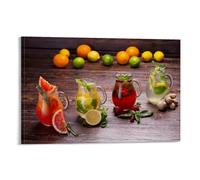 Poster vintage avec fruits, agrumes, citron, boisson d'été, toile murale, décoration esthétique, salon, chambre d'enfant, dortoir, café, salle de bain, convient pour chambre à coucher, salle de sport