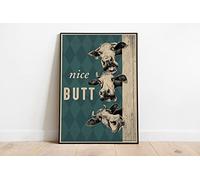 Poster vintage avec joli cul de vache drôle - Décoration de salle de bain - Affiche amusante de toilette - Décoration d'intérieur vintage - Affiche décorative murale - 20,3 x 30,5 cm