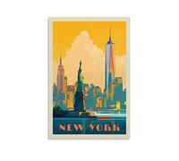 Poster vintage avec Statue de la Liberté de New York, affiche décorative murale sur toile, poster décoratif moderne pour chambre à coucher, pour chambre (30 x 45 cm)