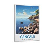Poster vintage Cancale Ille et Vilaine sur toile - Décoration murale moderne pour chambre à coucher - 30 x 45 cm