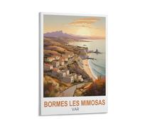 Poster vintage de Bormes Les Mimosas Var sur toile - Décoration murale moderne pour chambre à coucher - 20 x 30 cm