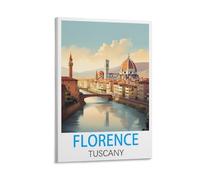 Poster vintage de Florence Toscane sur toile - Décoration murale moderne pour chambre à coucher - 20 x 30 cm
