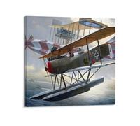 Poster vintage de la Première Guerre mondiale, avion de chasse Hansa Brandebourg W.12, poster décoratif sur toile, affiches murales et image d'art moderne pour décoration de chambre à coucher, 61 x 61