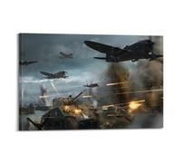 Poster vintage de la Seconde Guerre mondiale, réservoirs alliés du débarquement en Normandie (opération Neptune, jour J) - Poster décoratif sur toile - Affiches murales modernes pour chambre à coucher