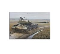Poster vintage de la Seconde Guerre mondiale URSS Heavy Tank IS-4 - Peinture décorative sur toile - Décoration murale moderne pour chambre à coucher - 50 x 75 cm