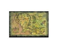 Poster vintage de la Terre du Milieu Le Seigneur des Anneaux Hobbit Carte du Monde Moderne pour Chambre à Coucher Décoration Poster 40 x 60 cm
