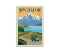 Poster vintage de la ville, belle vue du Mont Cook, Nouvelle-Zélande - Peinture décorative sur toile - Poster mural et art - Décoration familiale moderne pour chambre à coucher - 30 x 45 cm