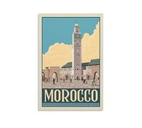 Poster vintage de la ville du Maroc - Attraction touristique - Peinture décorative sur toile - Poster mural et art - Décoration moderne pour chambre à coucher - 20 x 30 cm